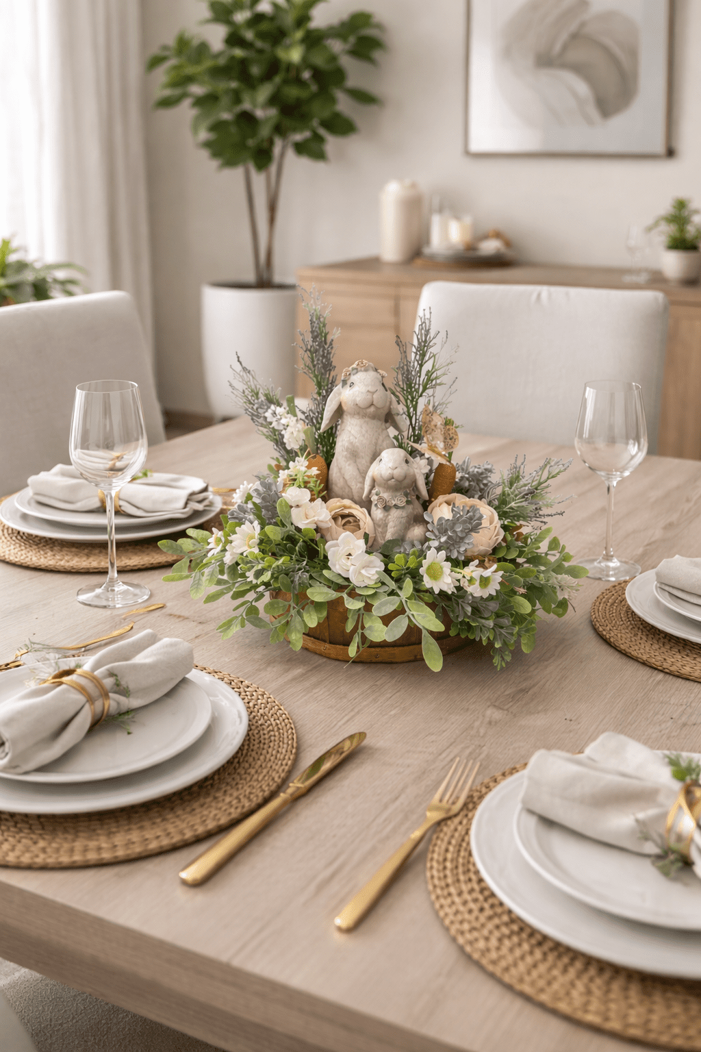 Easter Bunny Floral Centerpiece – Handmade Spring Table Décor - Image 4