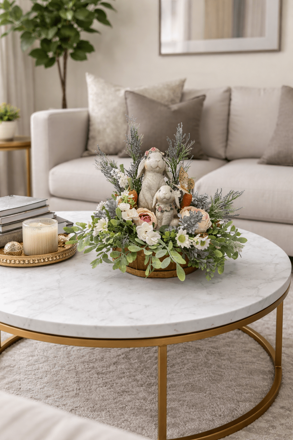 Easter Bunny Floral Centerpiece – Handmade Spring Table Décor - Image 2