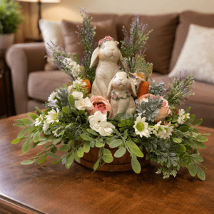 Easter Bunny Floral Centerpiece – Handmade Spring Table Décor